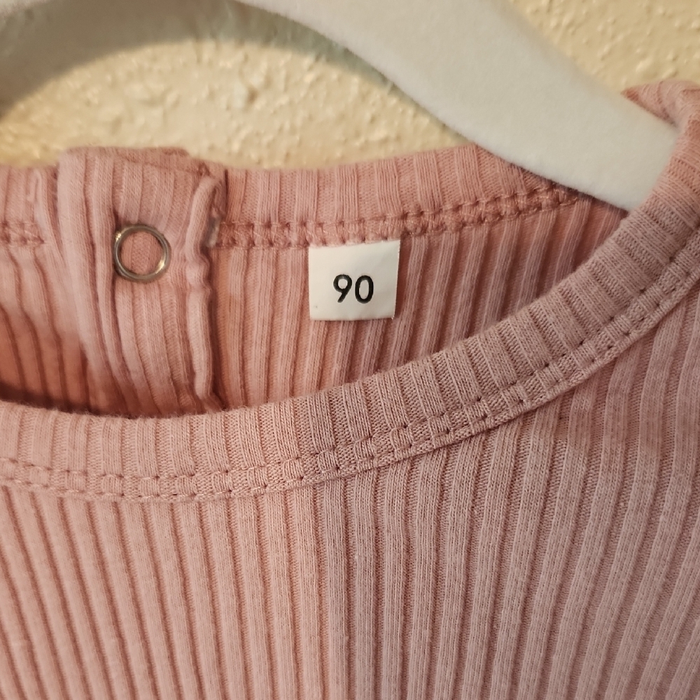 Pink Ribbed Kids One Piece - Picture 2 of 4